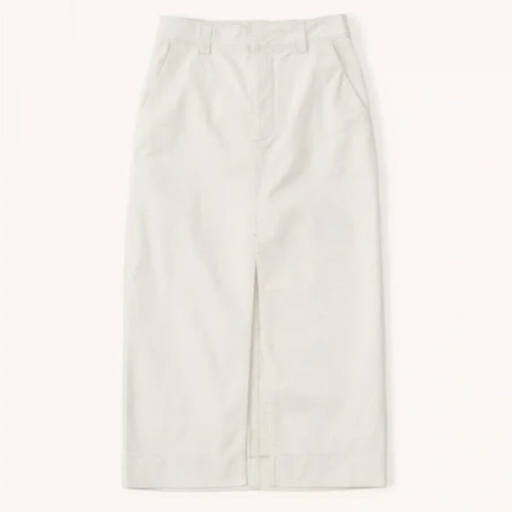 NWT Abercrombie Utility Cargo Midi Slit Skirt Cream S
